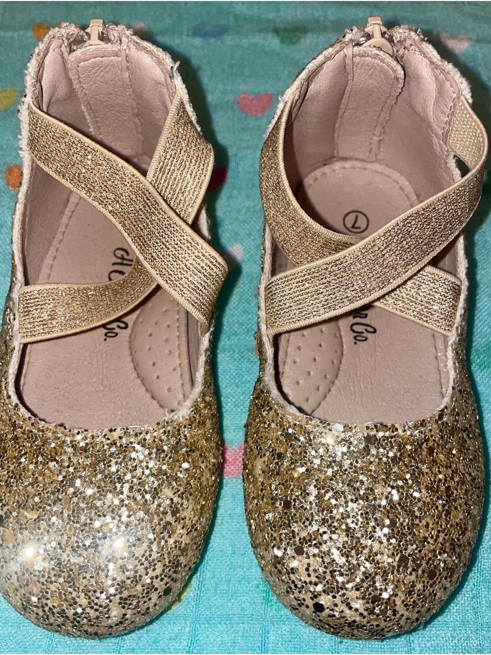 A bear co-Gold Glitter Cross-Strap Kids Shoes